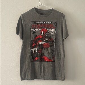 Marvel Red and Gray Deadpool Short Sleeve Tee
